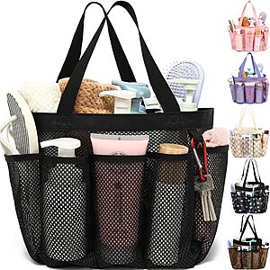 8-Pocket 10" Fammart Quick Dry Mesh Shower Caddy w/ Dual Handles (Black, Dark Black) $5.99 + Free Shipping w/ Prime or on $35+