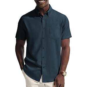 PJ PAUL JONES Mens Casual Untucked short sleeve Dress Shirt $8.99