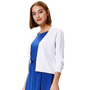 GRACE KARIN Womens White Summer Cardigan for Dress 3/4 Sleeve Open Front Shrug Sweaters Lightweight Bolero Jacket M $9.5