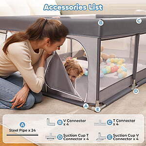 $36.49 FS WALMART by seller: Babyeap Baby Playpen Large Play Yard Fence for Toddlers, 50"x50" (71 x 50 for $44.89)