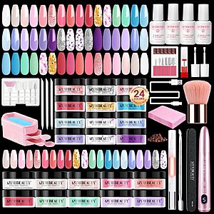 [Prime] 92-Piece 24-Color AzureBeauty Dip Powder Nail Starter Kit w/ Electric Nail Drill (Macarons | Spring Summer Purple Pink)   $14.99 + Free Shipping