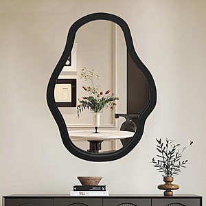 20" x 28" Irregular Solid Wood Frame Wall Mirror (Black) $26.99 + Free Shipping