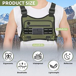 Muserise Sports Chest Bag For Men Women, Water Resistant Lightweight Front Chest Pack, Running Vest Bag With Built-In Phone Holder & Extra Storage $19.19