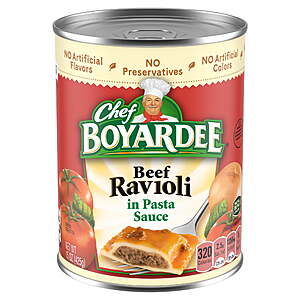 Chef Boyardee Beef Ravioli in Pasta Sauce (And many other varieties) 15 oz. Can $.90 $0.9