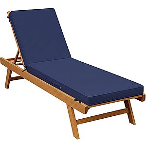 Fabuday Chaise Lounge Chair Cushions for Outdoor Furniture - 72 x 21 x 3 Inch Waterproof Patio Pool Sunbrella Lounger Pads Replacement with Removable Cover, Navy $35.99