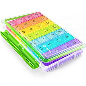 AUVON Large Moisture-Proof Weekly Pill Organizer 4 Times a Day, BPA-Free $9.99