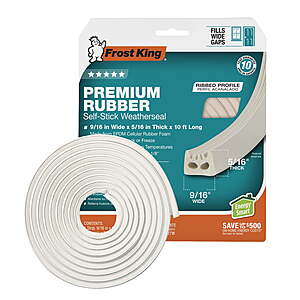 $2.98: Frost King V27WA Rubber Weather-Strip Tape, 5/16" x 9/16" x 10ft White at Walmart.com