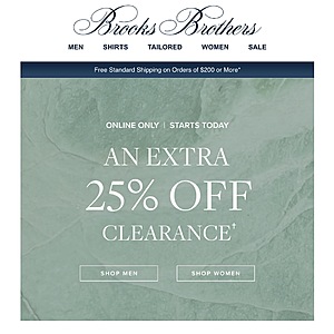 Brooks Brothers Extra 25% Off Clearance