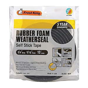 $2.75: Frost King R534H Sponge Rubber Foam Tape, 3/4" x 5/16" x 10ft at Walmart.com