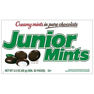 Junior Mints Chocolate Covered Mint Chocolate, 3.5 oz And Other Select Movie Theater Candy 4/$3.40