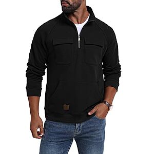 Lepunuo Men's Quarter-Zip Fleece Cargo Sweatshirt (Various) $12.99 + Free Shipping w/ Prime or on $35+