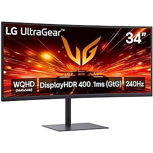 LG 34" UltraGear 3440x1440 WQHD 240Hz Curved VA Gaming Monitor (34G630A-B) $332.75 + Free Shipping