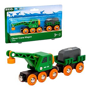 $13.98: BRIO World 33698 Clever Crane Wagon Set 4 Piece Wooden Toy Train Set (FSC-Certified Wood)