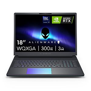 Alienware 18 Area-51 Gaming Laptop AA18250-18.0" WQXGA 300Hz 3ms Display, Intel Ultra 9 275HX, NVIDIA RTX 5080, 32GB DDR5, 2TB SSD, Windows 11 Home $3479.99