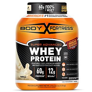 ( Select Accounts ) Body Fortress Super Advanced Whey Protein Powder, Vanilla, 3.9 lbs $27.17 or less