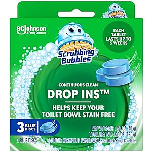 [SnS, AC] $3.20 | 3-Count Scrubbing Bubbles Continuous Clean Drop-In Toilet Bowl Cleaner Tablets at Amazon