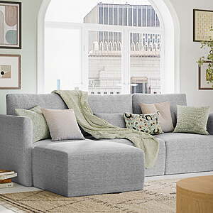 $179.60 - Beautiful Drew Modular Sectional Sofa with Ottoman by Drew Barrymore, Gray Fabric