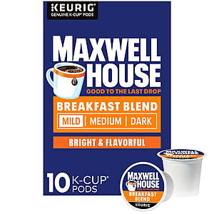 $3.48 - Maxwell House Breakfast Blend Mild Roast K-Cup® Coffee Pods, 10 Count Box