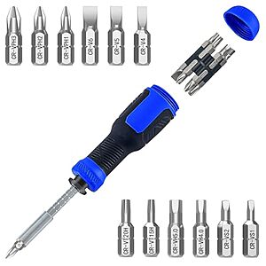 13-in-1 WOOPHEN Multi-Bit Screwdriver Set w/ Adjustable Extension Shaft (Blue) $4.99 + Free Shipping w/ Prime or on $35+