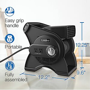 12" Lasko Pivoting Pro High Velocity 3-Speed Blower Utility Fan $47.49 + Free Shipping