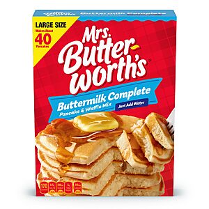 $2.23 S&S Clip Q AMZ Mrs. Butterworth's Complete Buttermilk Pancake and Waffle Mix, 32 oz (just add water)