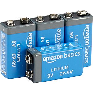 4-Pack Amazon Basics 9V Lithium Batteries $19.19 w/ S&S + Free Shipping w/ Prime or on $35+