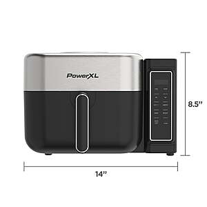 PowerXL 6.3 Quart AirMax Air Fryer Oven with Four Presets and Compact Two-Tier Design, 450F Maximum Temperature, No Preheat Needed, $52, FS, Walmart