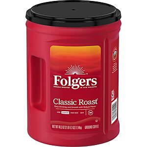 Folgers Classic Roast Medium Roast Ground Coffee, Limited Edition Canister for America’s 250th Anniversary, 40.3 oz, $17.76, FS WM+, Walmart