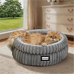 BALANCE Cat Bed Kitten Bed, Washable Round Cat Beds for Indoor Cats, Super Soft Plush Faux Fur Pet Bed for Puppy and Kitten with Anti-Slip Bottom $28.42