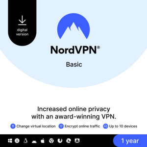 1-Year NordVPN Basic Premium VPN Service (10 Devices, Digital Download) $20