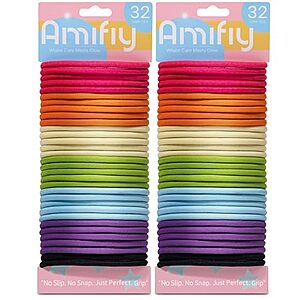 $3.53 | 64-Count Amifiy No Damage Hair Ties (Multicolor) at Amazon