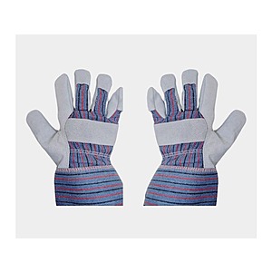 $18.99 | 3-Pairs EXXO Grey Split Leather Gloves with Cuff, Large at Woot!