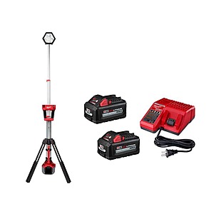 Milwaukee M18 18-Volt Lithium-Ion Cordless Rocket Dual Power Tower Light w/Two 6.0 Ah Battery and Charger $259