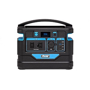 Pulsar 500-Watt Quiet Portable Power Station with Push Button Start Battery Generator for Outdoors, Home, and Solar Charging $199