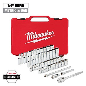 Milwaukee 1/4 in. Drive SAE/Metric Ratchet and Socket Mechanics Tool Set (50-Piece) $89.97