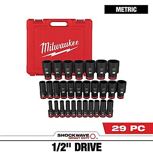 Milwaukee SHOCKWAVE 1/2 in. Drive Metric 6 Point Impact Socket Set (29-Piece) $144.97