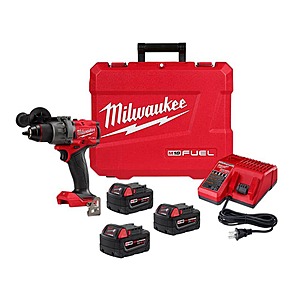 Milwaukee M18 FUEL 18V Lithium-Ion Brushless Cordless 1/2 in. Drill/Driver Kit with (3) 5.0Ah Batteries, Charger and Hard Case $289