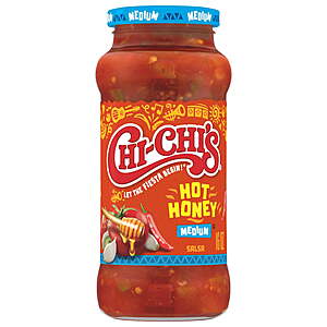 $2.28 get $1.50 Walmart Cash Limit 5 CHI-CHI'S Hot Honey Salsa Medium, Chip Dip, Kosher Shelf Stable, 16 oz Glass Jar