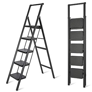 5-Step Tatayosi Steel Folding Step Stool Ladder w/ 550-lb Load Capacity (Black) $51.30 + Free Shipping