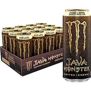 $14.66 or less S&S/40% off Q: Java Monster Café Latte Or Irish Creme, Coffee + Energy Drink, 15 Ounce | Pack of 12