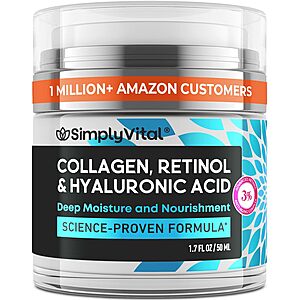 SimplyVital Face Moisturizer Retinol Collagen Hyaluronic Acid Cream 1.7 oz | Anti-Aging, Moisturizer Face Cream for Women & Men, Visibly Firming $19.98