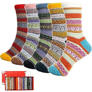 ICEIVY 5 Pair Comfy Fuzzy Warm Winter Soft Socks $6.97
