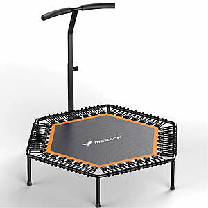 50" Merach Hexagonal Fitness Trampoline Rebounder w/ Adjustable T-Bar & Bungee System (450 lbs Capacity) $71.99 + Free Shipping