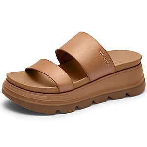 Vilanva Women's Platform Slip on Sandals Lightweight Comfortable Non-Slip Vacation Beach Chunky Slides Open Toe Wedges for 2026 Summer Trendy Outfits $21.44