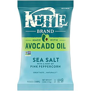 [SnS] 9x Kettle Brand Made with Avocado Oil Sea Salt Pink Peppercorn or Special Sauce Chips, 6 Oz Bag (9 bags) $20.44