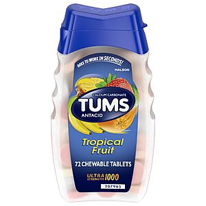 Select Accts[AC,S&S] 72 Count TUMS Smoothies Antacid Tablets, Heartburn Relief, Tropical Fruit $2.73 + Free S&H w/ Prime or $35+