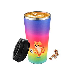 Funkrin Insulated Coffee Mug with Ceramic Coating, 16oz Iced Coffee Tumbler Cup with Flip Lid  $10.99