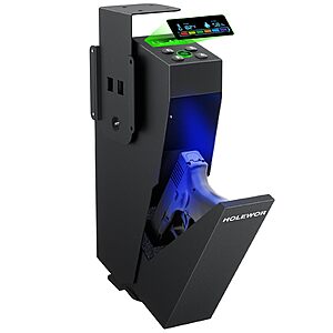 HOLEWOR Gun Safe Biometric Pistol Safe Fingerprint Drop Down Mount Handgun Safe Under Table for Desk Bedside Nightstand $29.99