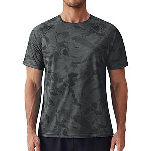 PINSPARK Men's UPF 50+ Short Sleeve Rash Guard Swim Shirt (Various) $6.99 + Free Shipping w/ Prime or on $35+