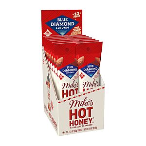 12-Pack 1.5-Ounce Blue Diamond Almonds Mike's Hot Honey Snack Nuts $7.04 w/ S&S + Free Shipping w/ Prime or on $35+
